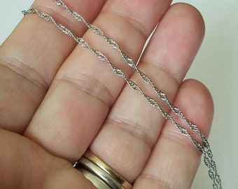 Rhodium Plated 17.50" Rope Chain, Rhodium Plated Silver Twisted Chain, Necklace Chain, Ready To Wear Chain, Body Chain