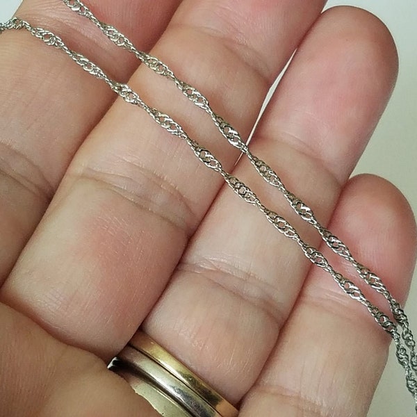 Rhodium Plated 17.50" Rope Chain, Rhodium Plated Silver Twisted Chain, Necklace Chain, Ready To Wear Chain, Body Chain