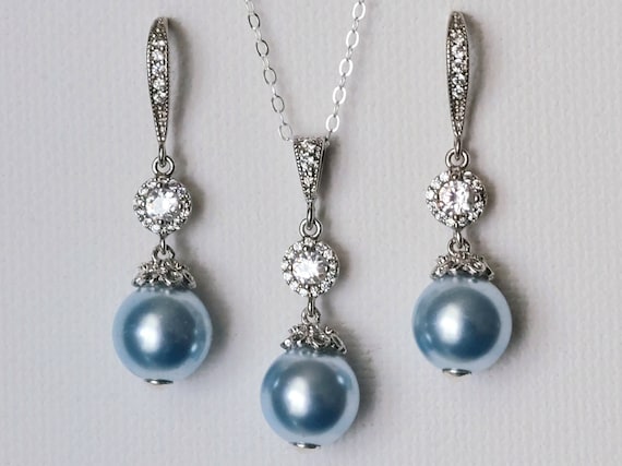 Blue pearl cheap jewelry set