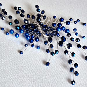 Navy Blue Wedding Hair Comb, Dark Blue Teal Side Hair Comb, Deep Blue Bridal Hair Piece, Navy Teal Blue Hair Piece Blue Wedding Hair Jewelry