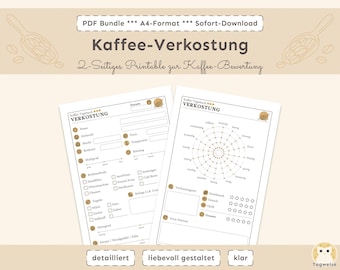 Coffee Tasting Printable - 2-page PDF for printing | Coffee Diary | Coffee Tasting PDF
