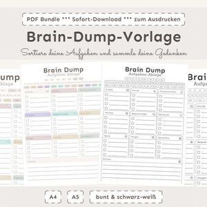 Brain-Dump-Vorlage | A4 | A5 | ADHS Planer