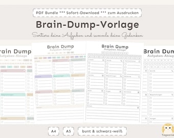 Brain dump template | A4 | A5 | ADHD planner
