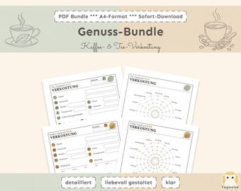 Enjoyment Bundle: Coffee & Tea Tasting Printable | Tea and Coffee Tasting Set to Print | PDF | A4