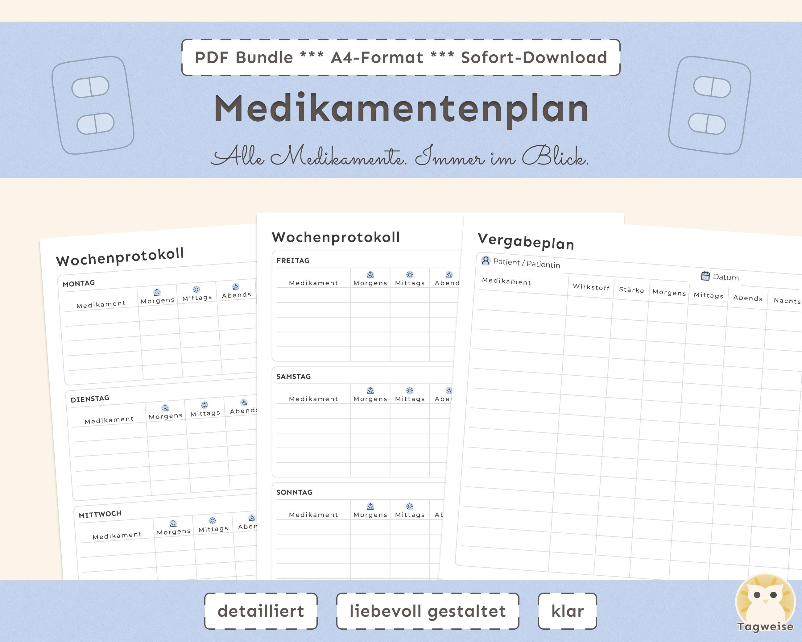 Medication Plan PDF | Dispensing Schedule & Weekly Log | for Patients ...