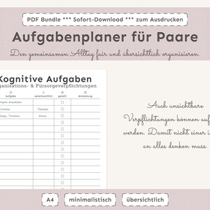 Aufgabenplaner für Paare zum Ausdrucken | Haushaltsaufgaben & Mental Load übersichtlich teilen | Minimalistischer PDF Planer A4