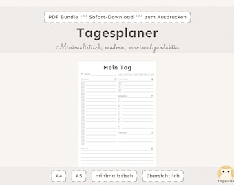 Printable daily planner | A4 | A5 | Digital download | Daily journal
