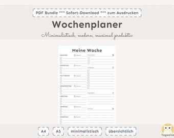 Printable weekly planner | A4 | A5 | Digital download | Planner with notes