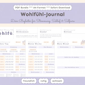 Wohlfühl-Journal im A4-Format mit Stimmungs- und Selbstfürsorge-Seiten