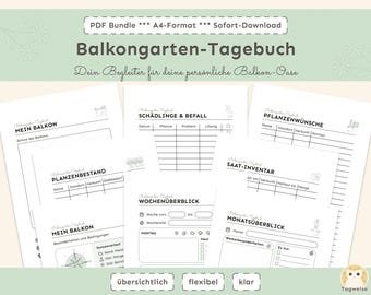 Balcony Garden Diary A4: Plant Planner, Weekly and Monthly Overview (PDF Download) | Balcony Planning Help