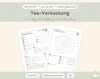 Tea Review Printable A4: 2-Page Tea Tasting PDF