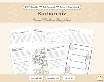Cooking Archive: Printable Family Recipe Book | Collect, Share & Give Recipes | Fill-in Cookbook