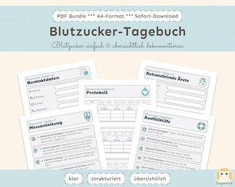 Printable Blood Sugar Diary | Diabetes Tracker PDF (A4) | Simple & Clear Documentation