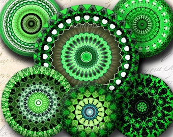 INSTANT DOWNLOAD Green Mandalas (714) 4x6 Bottle Cap Images Digital Collage Sheet for bottlecaps glass tiles hair bows  bottlecap images