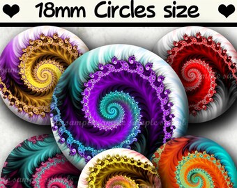 INSTANT DOWNLOAD Colorful Fractals  (812) 4x6 and 8.5x11 18mm circles Printable Digital Collage Sheet glass tiles cabochon earrings images