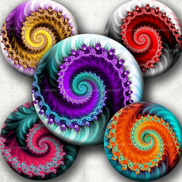 INSTANT DOWNLOAD Colorful Fractals (745) 4x6 1 inch round Bottle Cap Images Printable Digital Collage Sheet glass tile bows cabochon images