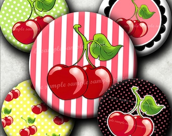 INSTANT DOWNLOAD I Love Cherries (190) 4x6 1 inch round Bottle Cap Images Printable Digital Collage Sheet glass tiles bows cabochon images