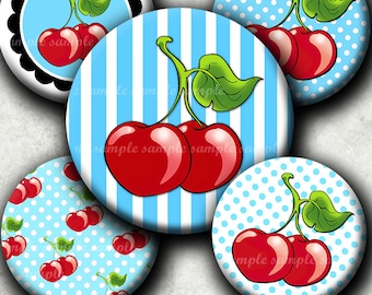 INSTANT DOWNLOAD New I Love Cherries 466 4x6 1 inch round Bottle Cap Images Printable Digital Collage Sheet hair bows glass cabochon images