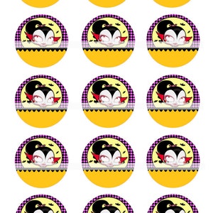 INSTANT DOWNLOAD Editable JPG Halloween Cute Vampire Girl 280 4x6 Bottle Cap Images Digital Collage Sheet for bottlecaps bottlecap images image 2