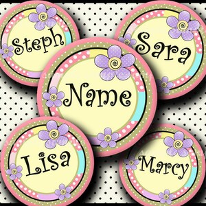 INSTANT DOWNLOAD Editable JPG Cute Flowers in Bloom Pink (252) 4x6 Bottle Cap Images 1 inch Digital Collage Sheet bottlecaps bottlecap