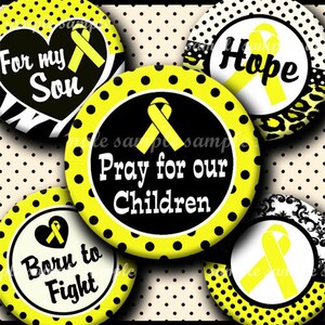 DESCARGA INSTANTÁNEA Childrens Cancer Awareness Yellow Ribbon (292) 4x6 Bottle Cap Images Digital Collage bottlecaps hair bows bottlecap images