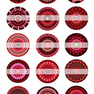 INSTANT DOWNLOAD Red Mandalas 715 4x6 Bottle Cap Images Printable Digital Collage Sheet bottlecaps glass tiles hair bows cabochon images image 2