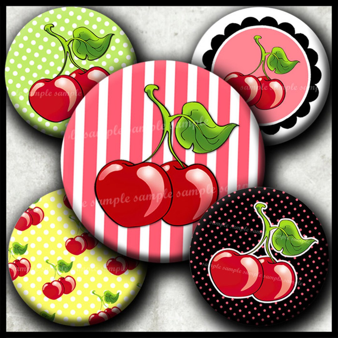 INSTANT DOWNLOAD I Love Cherries (190) 4x6 1 Inch Round Bottle Cap ...