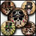 INSTANT DOWNLOAD Steampunk Sugar Skulls (781) 4x6 1 inch round Bottle Cap Images Printable Digital Collage Sheet glass tile cabochon images