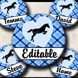 DESCARGA INSTANTÁNEA Editable JPG Azul I Love Horses (670) 4x6 Bottle Cap Images Digital Collage Sheet for bottlecaps hair bows bottlecap images
