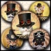 INSTANT DOWNLOAD Steampunk Cat (732) 4x6 1 inch round Bottle Cap Images Printable Digital Collage Sheet glass tile hair bows cabochon images