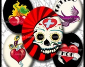 INSTANT DOWNLOAD Tattoo Designs (646) 4x6 and 8.5x11 Oval 30x40mm Digital Collage Sheet glass tiles cabochon cameo pendants images
