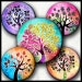 INSTANT DOWNLOAD Colorful Whimsical Trees (779) 4x6 Bottle Cap Images 1 inch Printable Digital Collage Sheet glass tile cabochon images