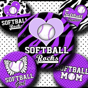 DESCARGA INSTANTÁNEA Purple Softball Rocks (530) 4x6 Bottle Cap Images Digital Collage Sheet for bottlecaps hair bows.. imágenes de tapa de botella
