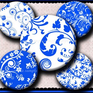 DESCARGA INSTANTÁNEA Blue Floral Designs (474) 4x6 Bottle Cap Images Digital Collage Sheet for bottlecaps hair bows bottlecap images