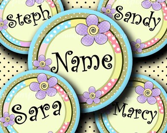 INSTANT DOWNLOAD Editable JPG Cute Flowers in Bloom Blue (254) 4x6 Bottle Cap Images Digital Collage Sheet for bottlecaps hair bows