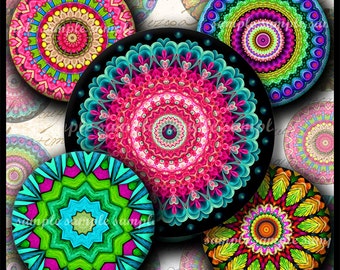 INSTANT DOWNLOAD Colorful Mandalas (675) 4x6 Bottle Cap Images Digital Collage Sheet for bottlecaps glass tiles hair bows bottlecap images