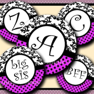 INSTANT DOWNLOAD Damask Purple Alphabet (143) 4x6 Digital Collage Sheet Bottle Cap Images for bottlecaps hair bows .. bottlecap images