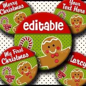 INSTANT DOWNLOAD Editable JPG Gingerbread Man (639) 4x6 Bottle Cap Images Digital Collage Sheet for bottlecaps hair bows bottlecap images