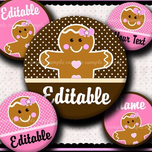 INSTANT DOWNLOAD Editable JPG Girly Gingerbread (379) 4x6 Bottle Cap Images Digital Collage Sheet for bottlecaps hair bows bottlecap images