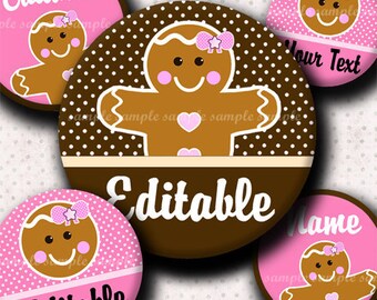 INSTANT DOWNLOAD Editable JPG Girly Gingerbread (379) 4x6 Bottle Cap Images Digital Collage Sheet for bottlecaps hair bows bottlecap images