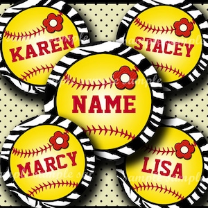 DESCARGA INSTANTÁNEA Editable JPG Girly Softball (260) 4x6 Bottle Cap Images Digital Collage Sheet for bottlecaps hair bows.. imágenes de tapa de botella