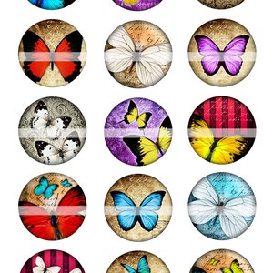 INSTANT DOWNLOAD Vintage Butterflies 729 4x6 Bottle Cap Images 1 inch Printable Digital Collage Sheet hair bows glass tile cabochon images image 2