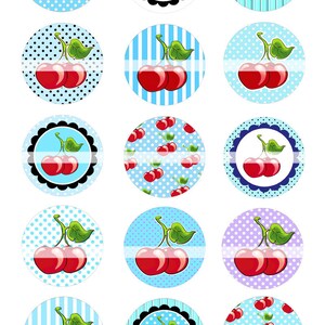 INSTANT DOWNLOAD New I Love Cherries 466 4x6 1 Inch Round Bottle Cap ...