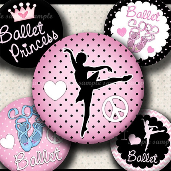 INSTANT DOWNLOAD Ballet .. I Love Dance (598) 4x6 Bottle Cap Images Digital Collage Sheet bottlecaps hair bows bottlecap images
