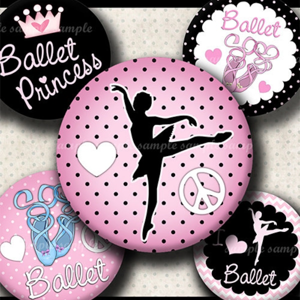 TÉLÉCHARGEMENT INSTANTANÉ Ballet .. I Love Dance (598) 4x6 Bottle Cap Images Digital Collage Sheet bottlecaps hair bows bottlecap images