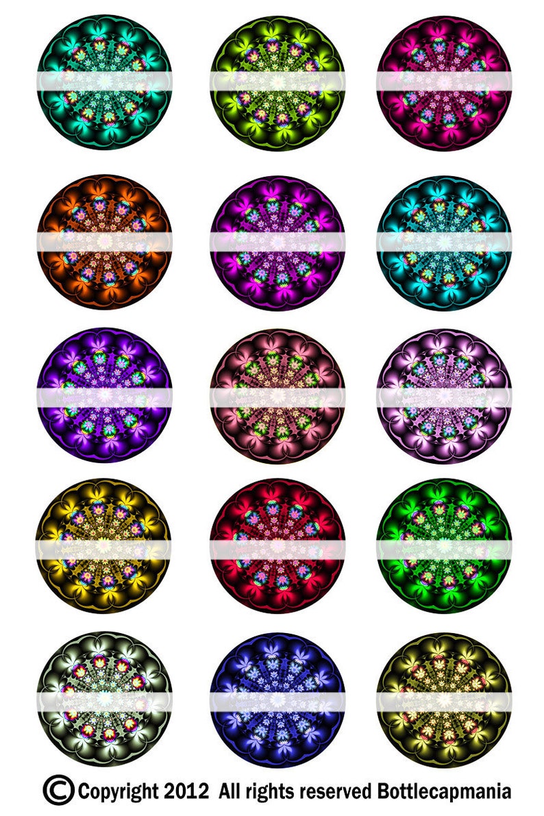 INSTANT DOWNLOAD Fractal Flowers 482 4x6 Bottle Cap Images Digital Collage Sheet for bottlecaps glass tiles hair bows .. bottlecap images image 2