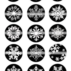 INSTANT DOWNLOAD Black And White Snowflakes 091 4x6 Bottle Cap Images Digital Collage Sheet for bottlecaps hair bows .. bottlecap images image 2