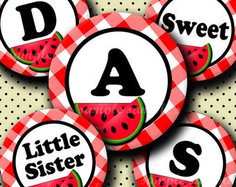 INSTANT DOWNLOAD Sweet Watermelon Alphabet (249) 4x6 Digital Collage Sheet Bottle Cap Images for bottlecaps  hair bows .. bottlecap images