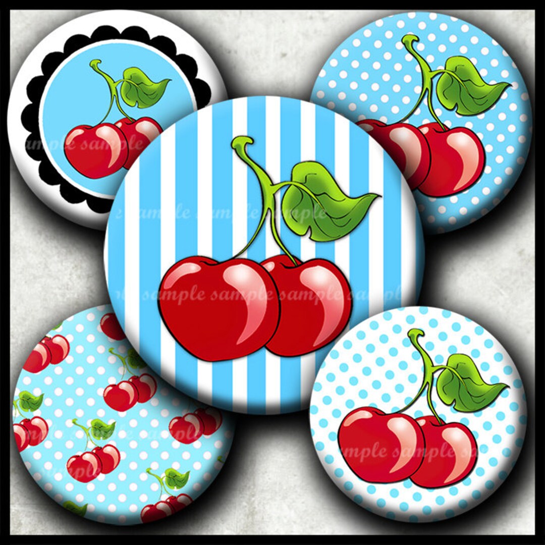 INSTANT DOWNLOAD New I Love Cherries 466 4x6 1 Inch Round Bottle Cap ...