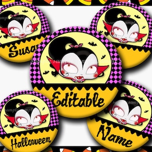 INSTANT DOWNLOAD Editable JPG Halloween Cute Vampire Girl 280 4x6 Bottle Cap Images Digital Collage Sheet for bottlecaps bottlecap images 画像 1